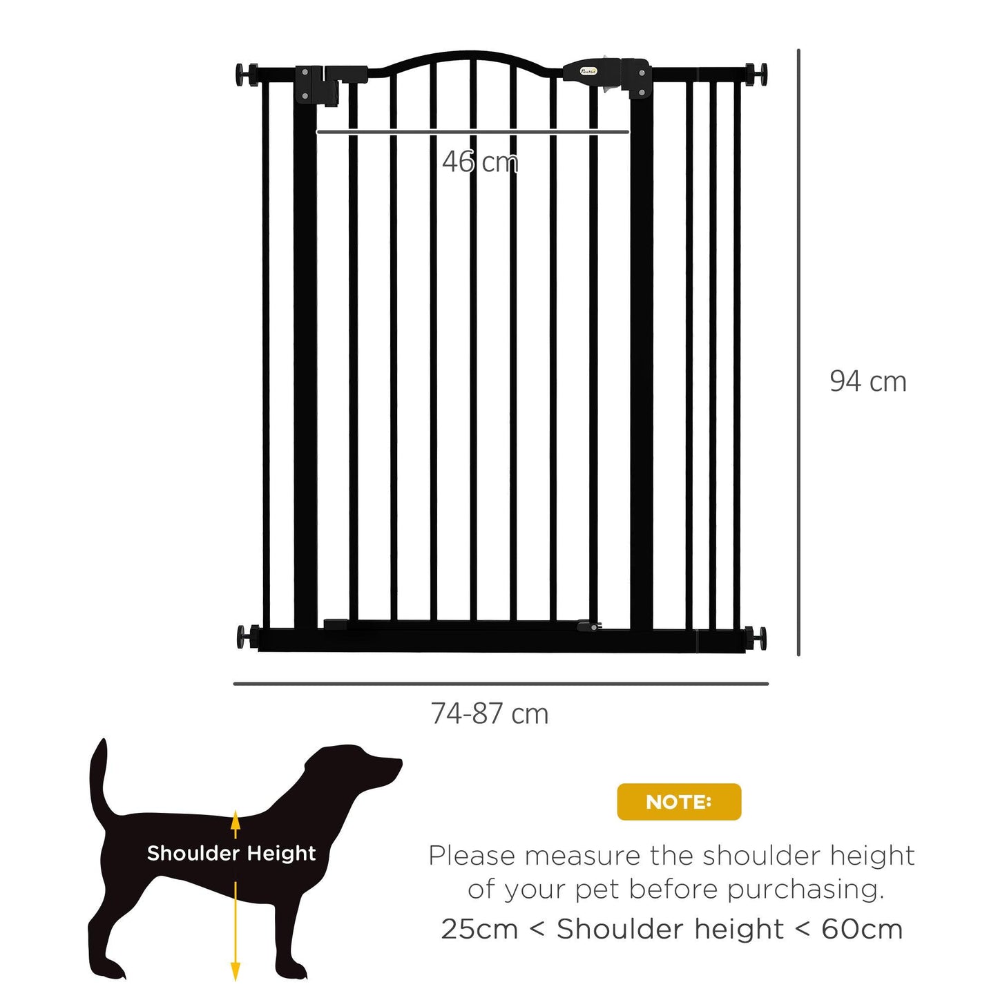 PawHut Metal Pet Safety Gate Dog Gate Folding Fence, Black - ALL4U RETAILER LTD