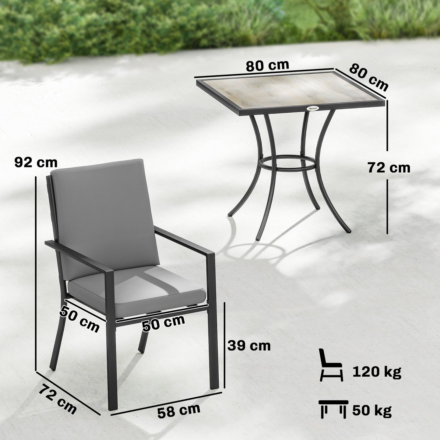 Outsunny 5 Piece Outdoor Dining Set With Cushions For 4 People Square Table And Stackable Chairs