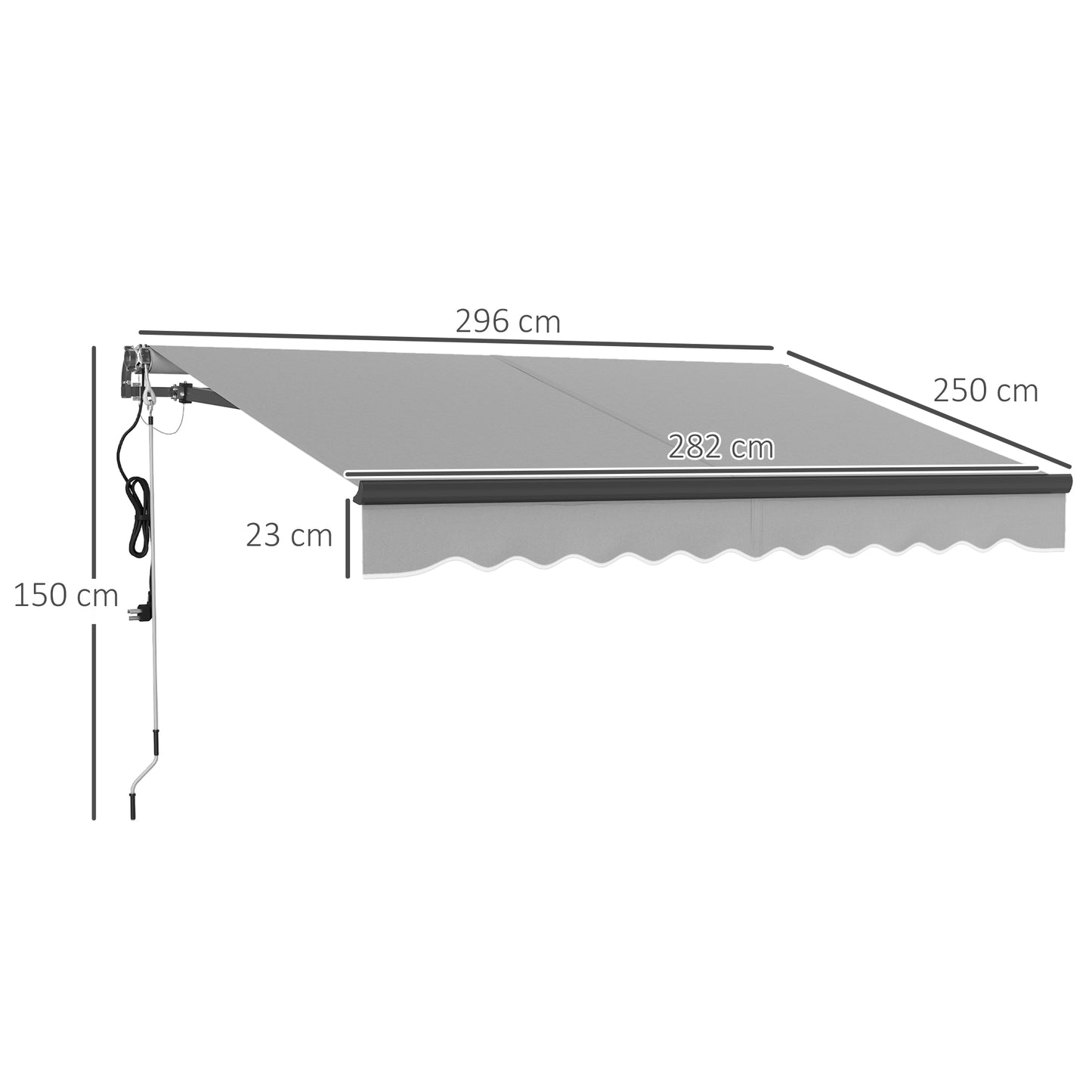 Outsunny 3 x 2.5m Electric Retractable Awning With Remote Aluminum Frame UV30 Sun Shade Canopy For Garden Patio