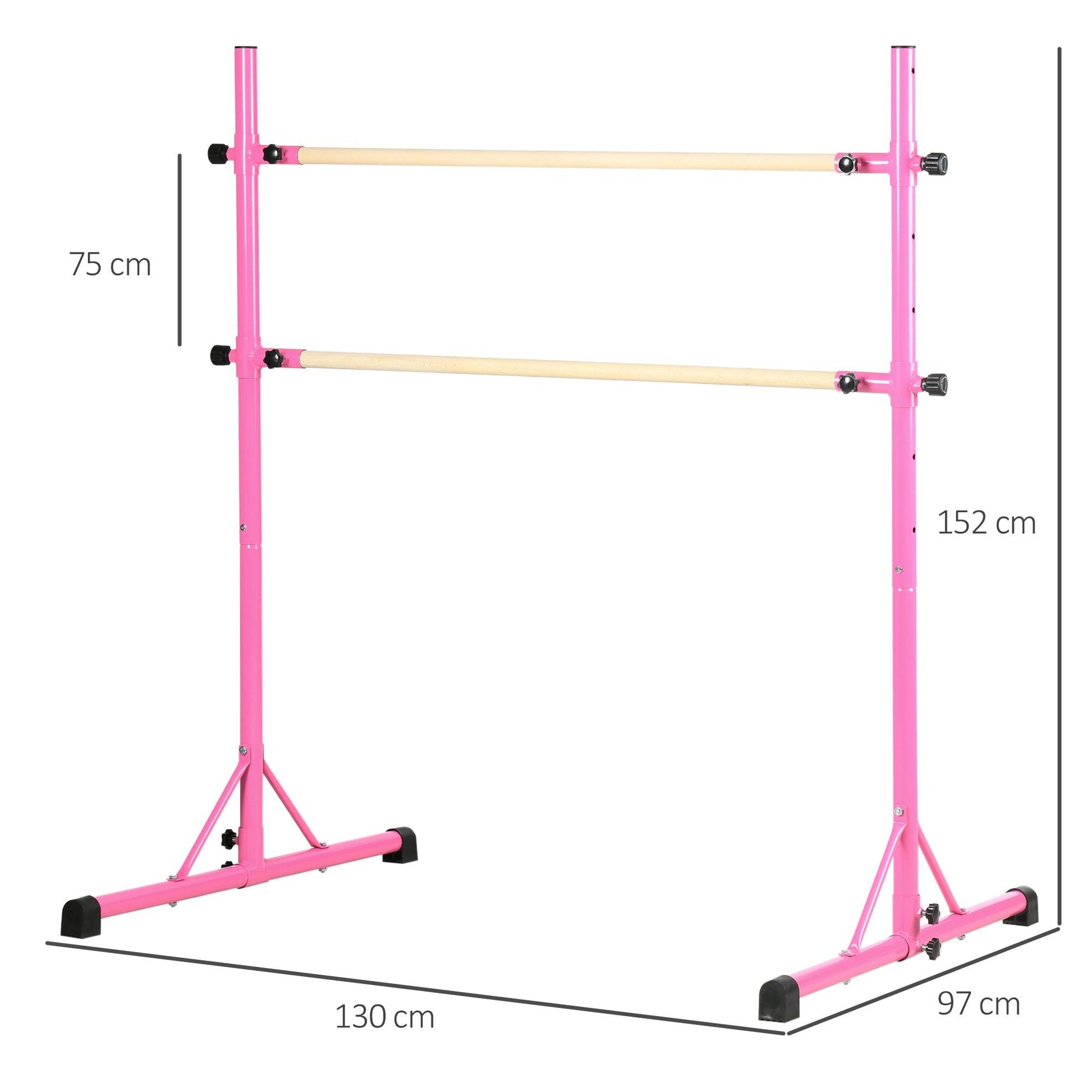 HOMCOM Freestanding Ballet Barre, Height Adjustable Ballet Bar for Home, Studio - ALL4U RETAILER LTD