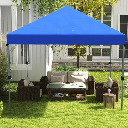 Outsunny 3x3m Pop Up Gazebo - Easy Up Marquee Party Tent with 1-Button Push, Adjustable Straight Legs, Wheeled Bag, Stakes, Ropes, Sandbags - Instant Shelter in Blue - ALL4U RETAILER LTD