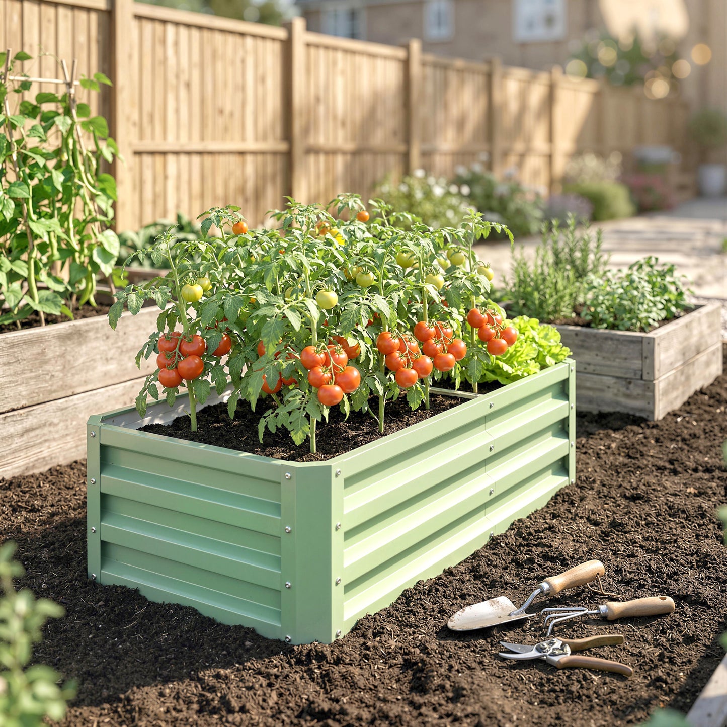 Outsunny Galvanised Raised Garden Beds Outdoor Planters For Herbs And Vegetables For Patio Balcony Garden