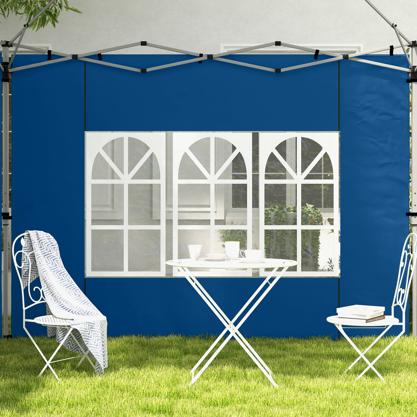 Outsunny Set Of 2 Gazebo Side Panels Blue For 3x3m And 3x4m Canopies With Window