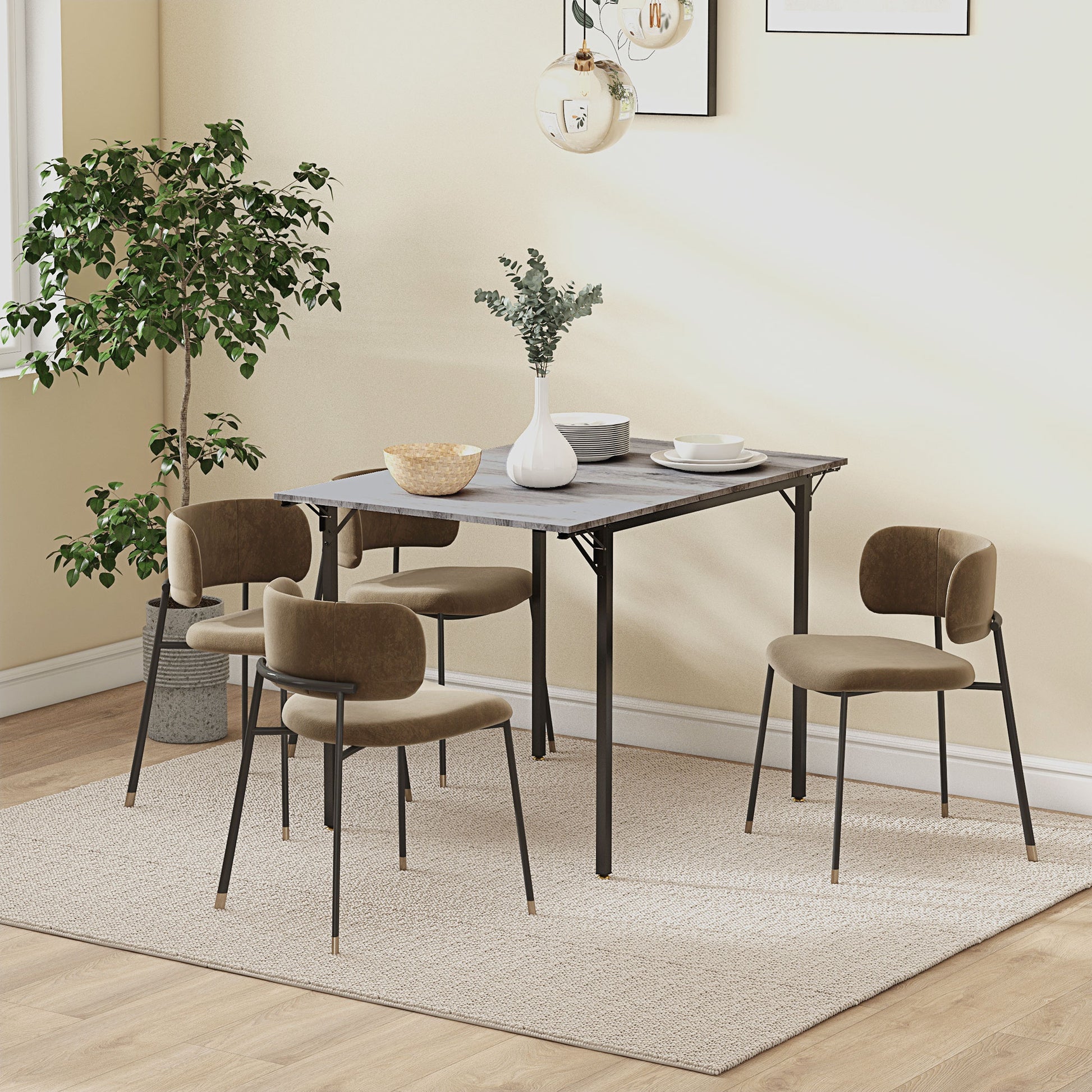 HOMCOM Expandable Grey Drop Leaf Folding Table for Small Spaces - Seats 2 to 4 People - ALL4U RETAILER LTD