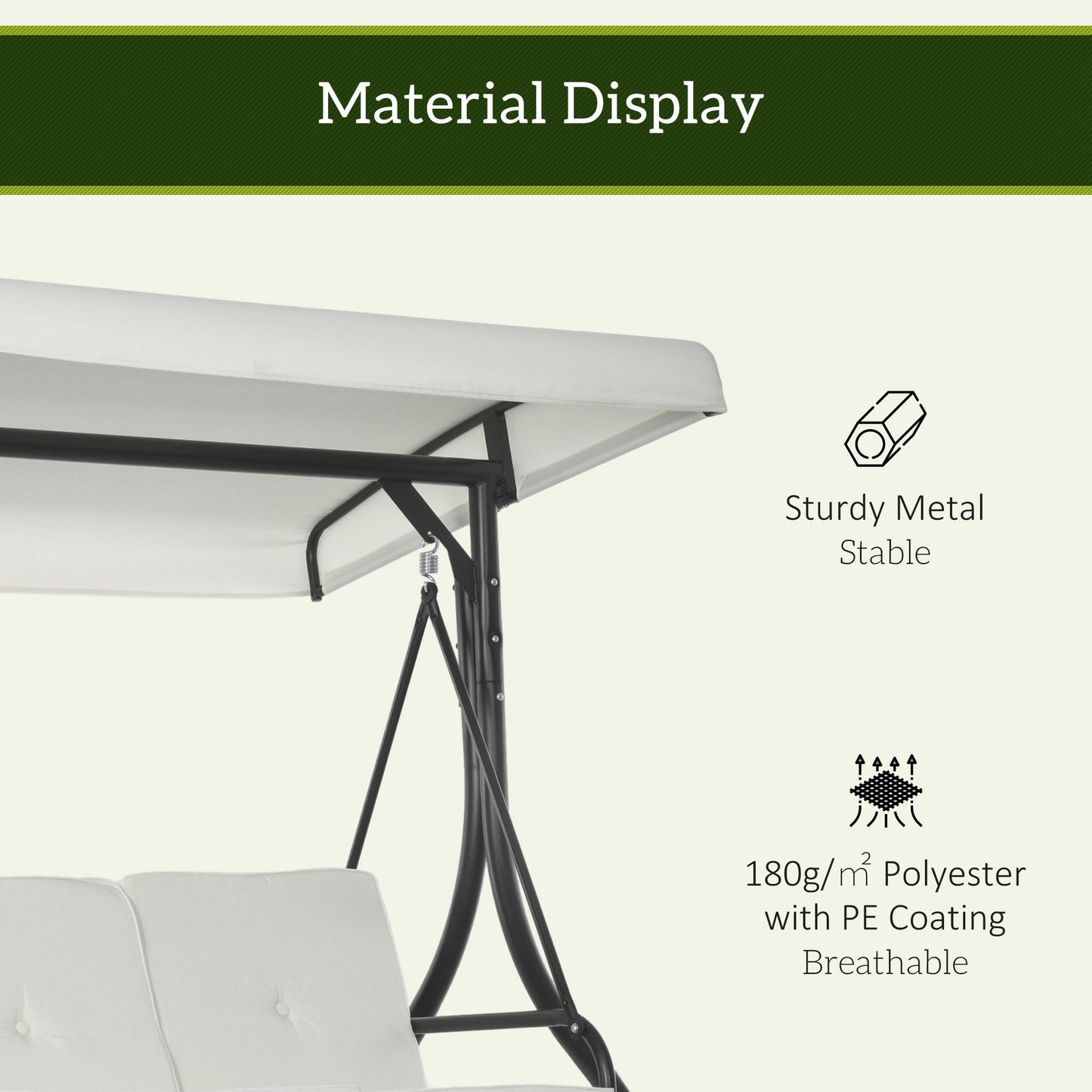 Outsunny 3 Seater Canopy Swing Chair 2 In 1 Garden Swing Seat Bed With Adjustable Canopy And Metal Frame Cream White