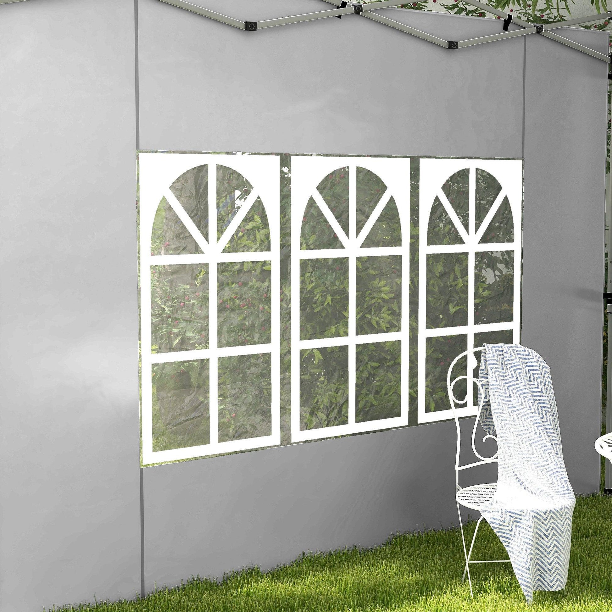 Outsunny Gazebo Side Panels for 3x3(m) or 3x4m Pop Up Gazebo, 2 Pack, Grey - ALL4U RETAILER LTD