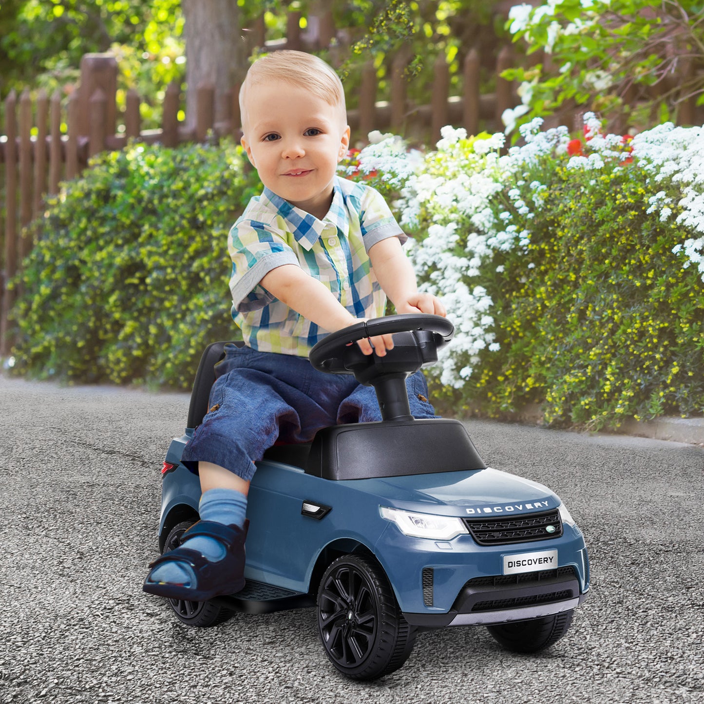 AIYAPLAY Light Blue 6V Licensed Land Rover Kids Electric Ride-On Car with Sliding Function, Headlights & Music