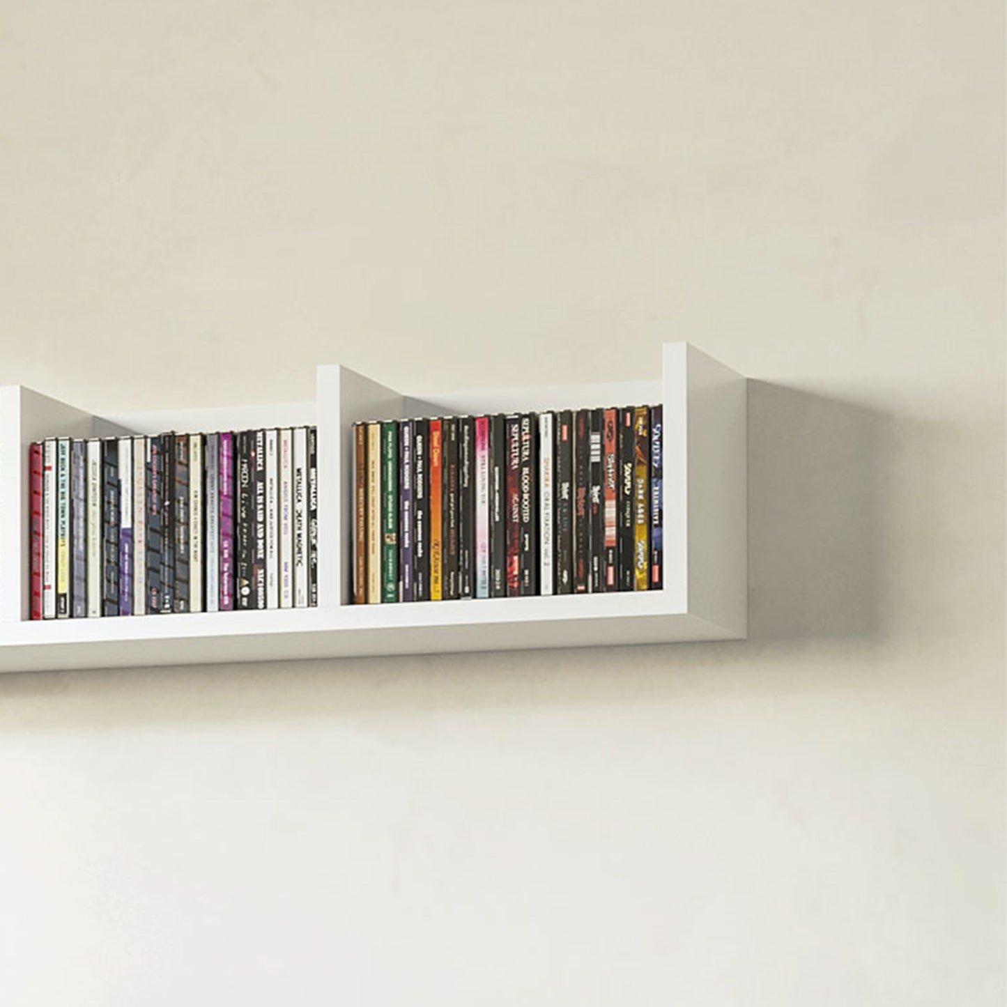 HOMCOM Wall Mount CD DVD Storage Rack 4 Cubes White Set Of 2 Wooden Shelf Organiser Unit