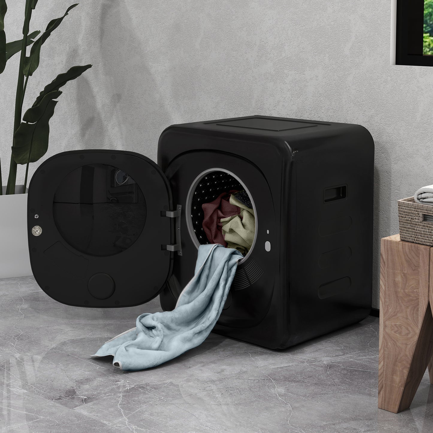 HOMCOM 4kg Vented Tumble Dryer with Deodorize Smart Mode 800W Compact Front Load for Home and RVs Black