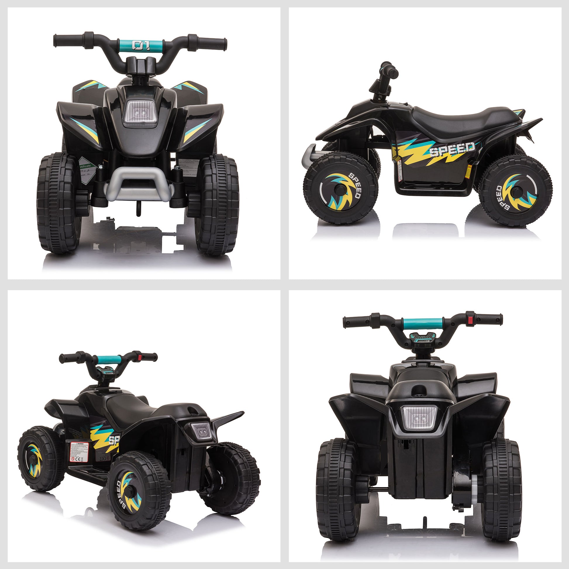 HOMCOM 6V Electric Kids ATV Ride-On Quad Bike with Forward/Reverse Functionality for Toddlers 18-36 Months - Black - ALL4U RETAILER LTD