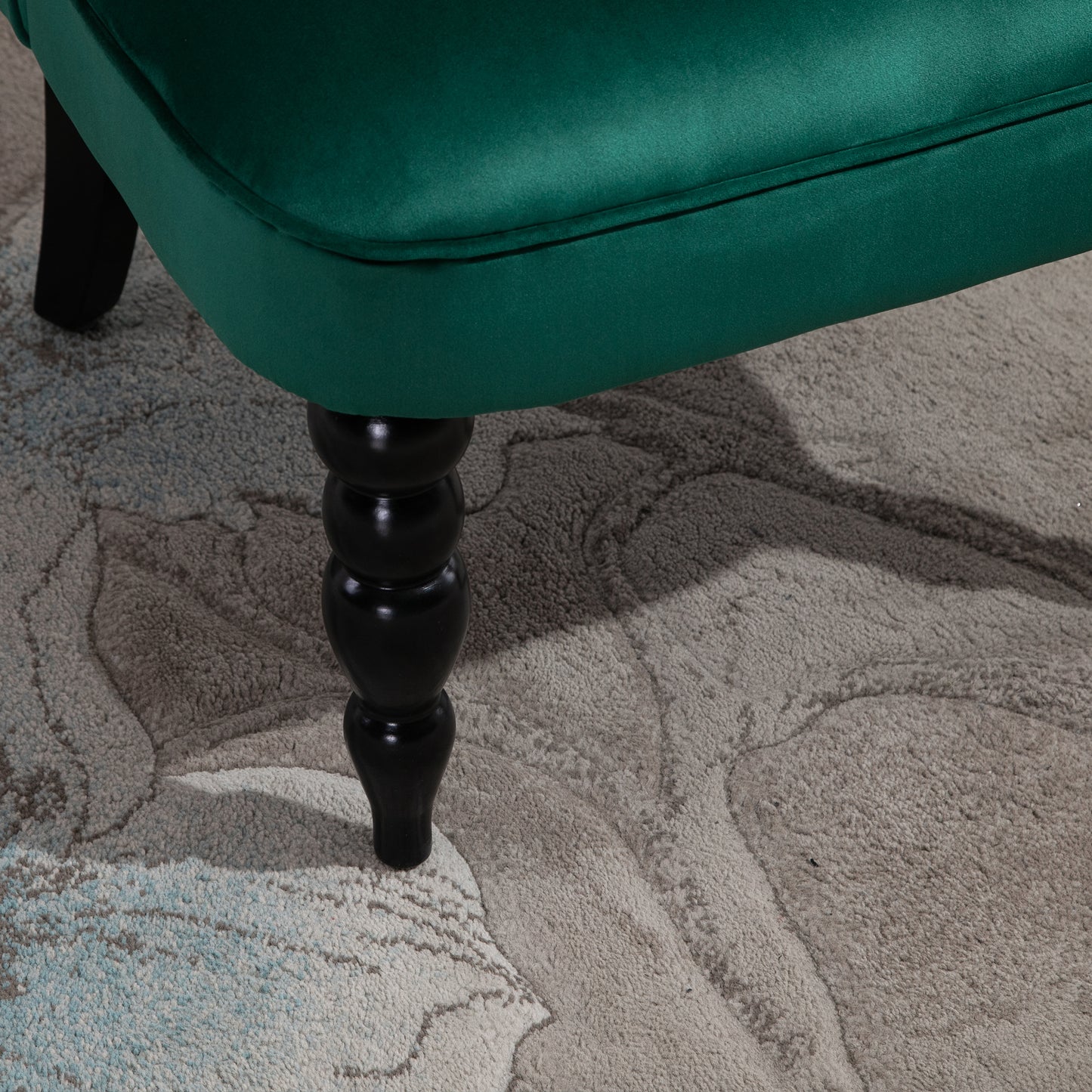 HOMCOM Velvet Accent Chairs Set Of 2 Button Tufted Wingback With Rubber Wood Legs Dark Green For Living Room And Bedroom