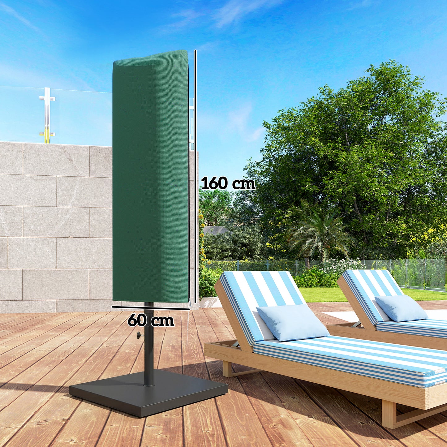 Outsunny Garden Parasol Cover For Two To Four Point Six Meter Outdoor Umbrella Weatherproof Dark Green