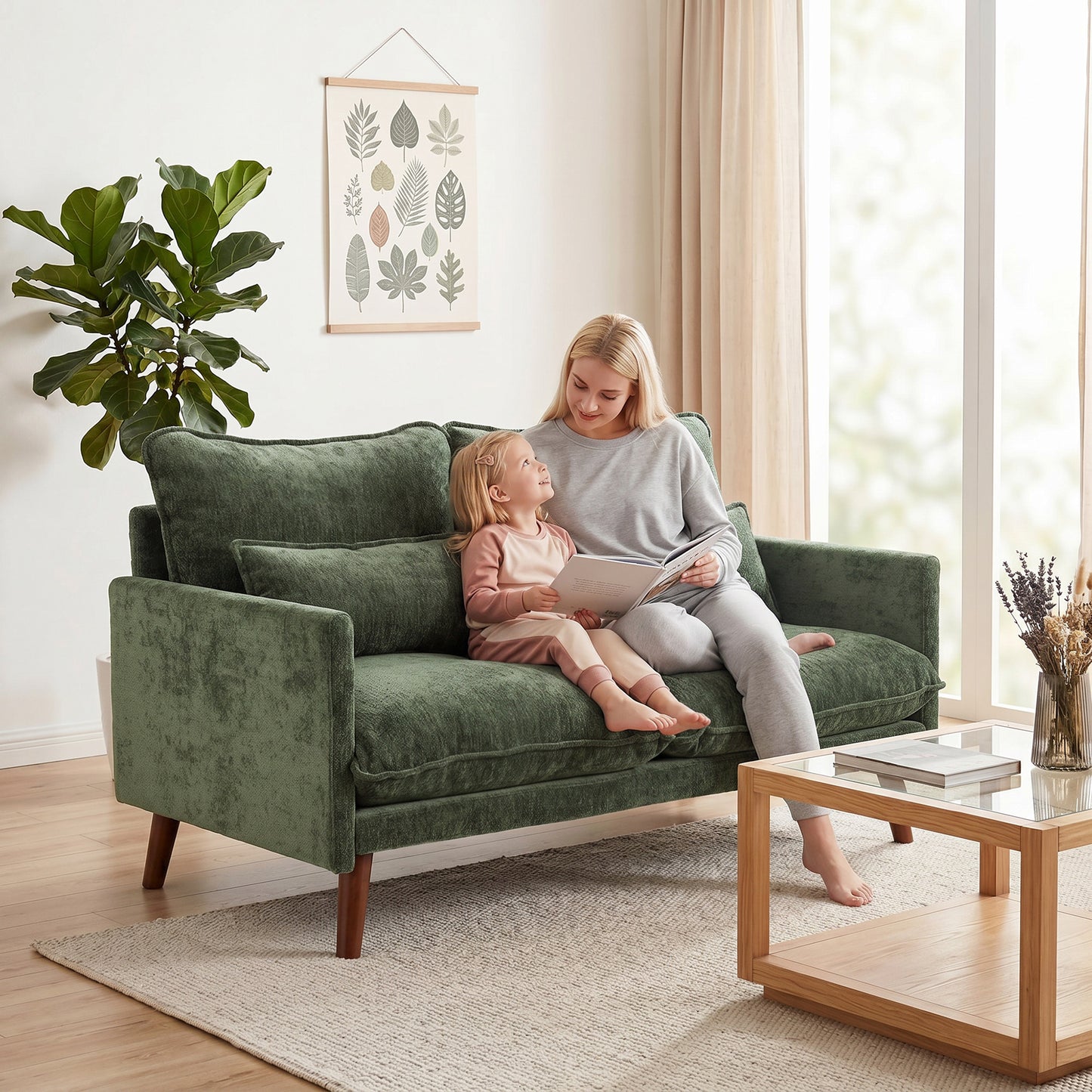HOMCOM 2 Seater Sofa Loveseat in Green With Pocket Springs High Density Foam Plush Comfort Wood Legs
