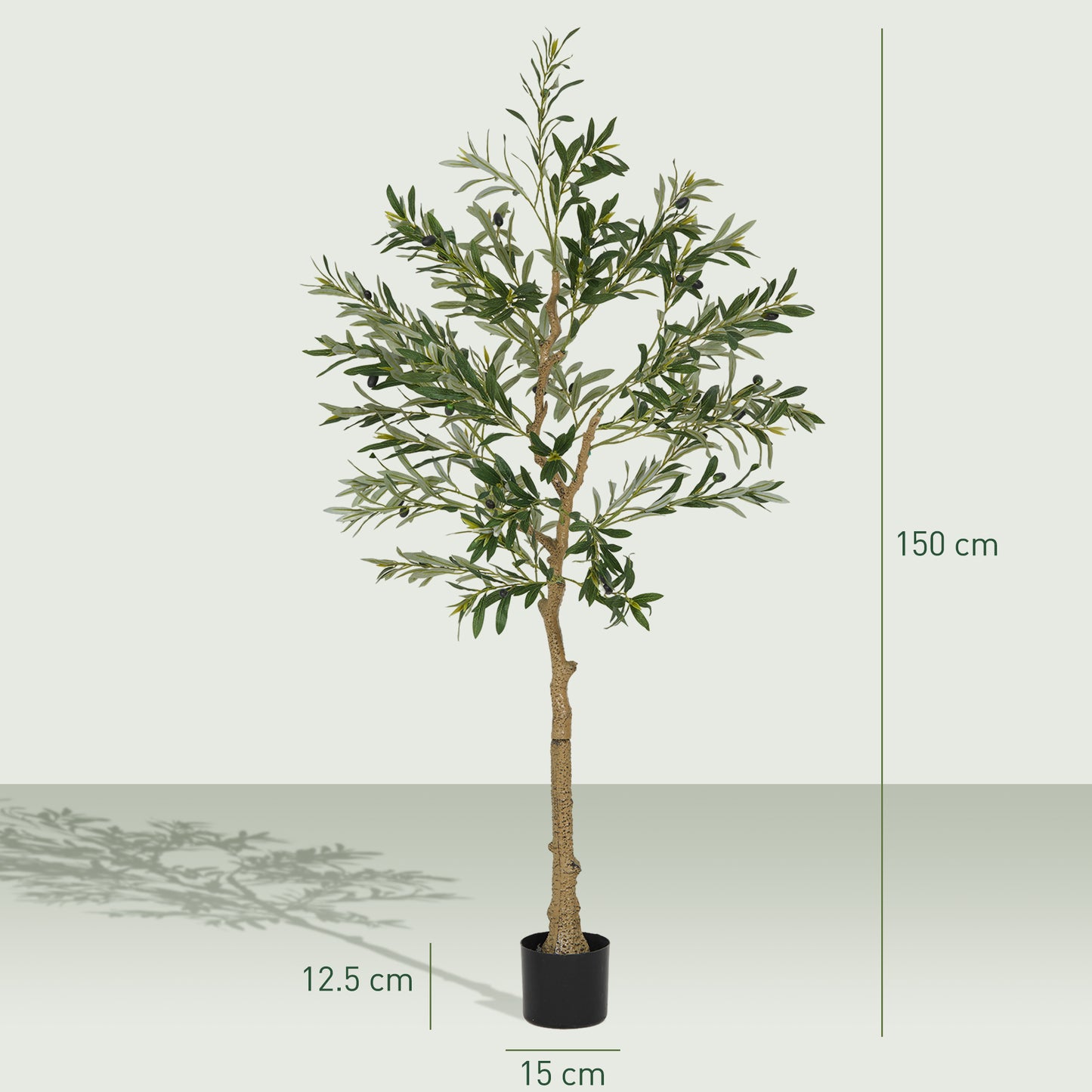 Homcom Set Of Two Silk Leaf Artificial Olive Trees With Cement Filled Pots For Home Decor