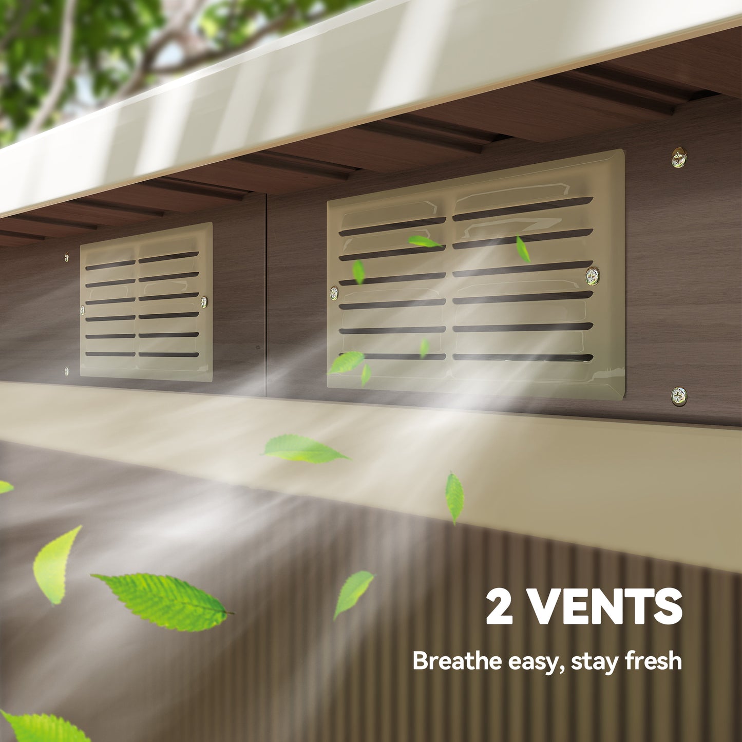 Outsunny 4x9 ft Metal Shed With Foundation Brown Outdoor Garden Tool Storage Shed
