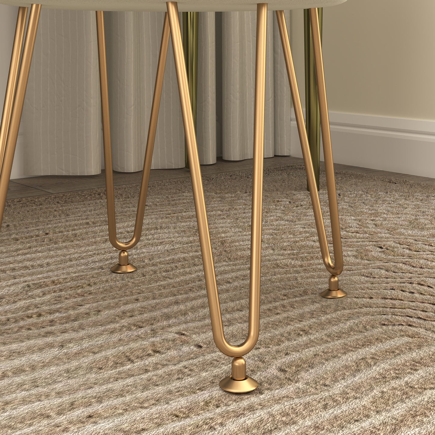 HOMCOM Velvet Feel Storage Ottoman 5L Cream White With Gold Hairpin Legs Luxurious Upholstery