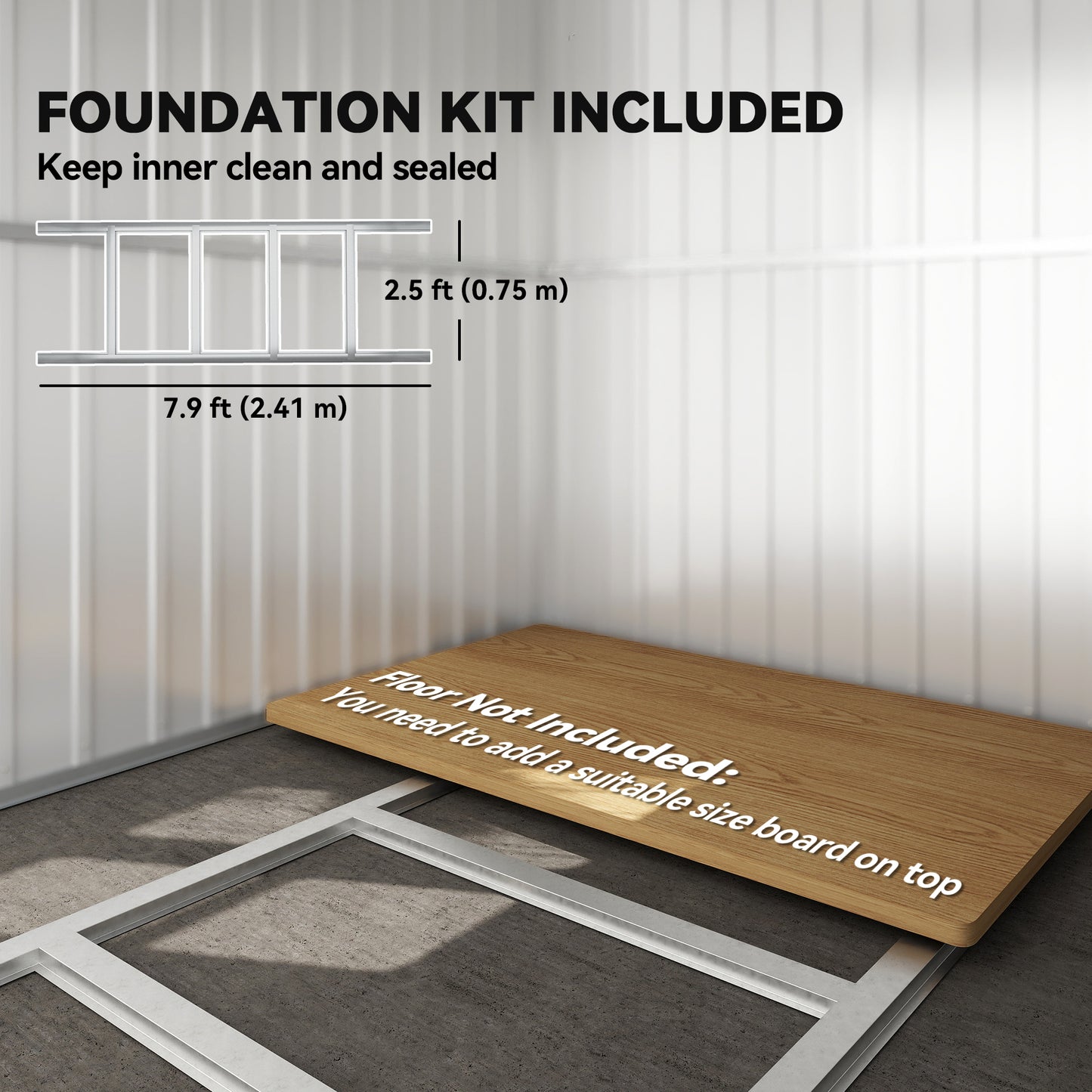 Outsunny 8.5 x 6ft Galvanised Steel Garden Storage Shed With Foundation Kit Window Air Vents Lockable Wide Doors