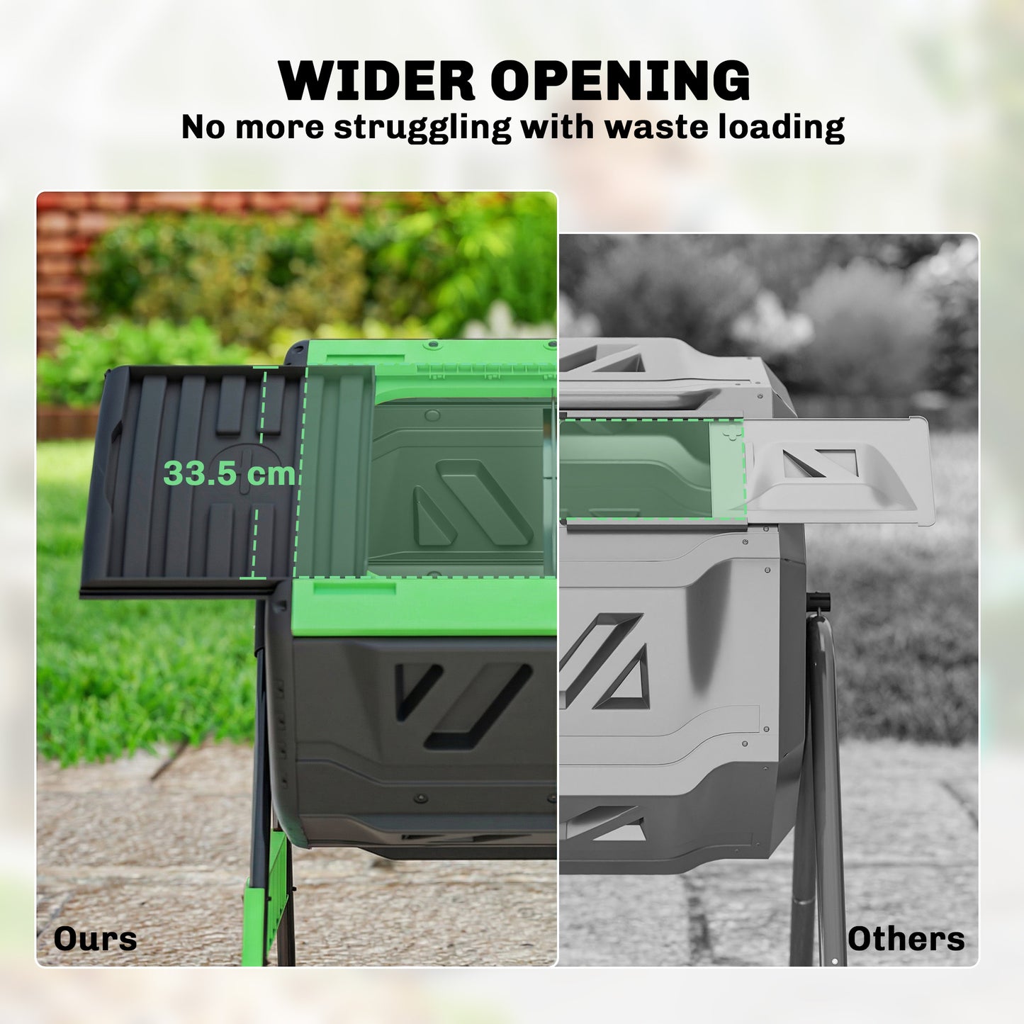 Outsunny 200L Dual Chamber Tumbling Compost Bin With Adjustable Vents BPA Free Green Garden Recycler