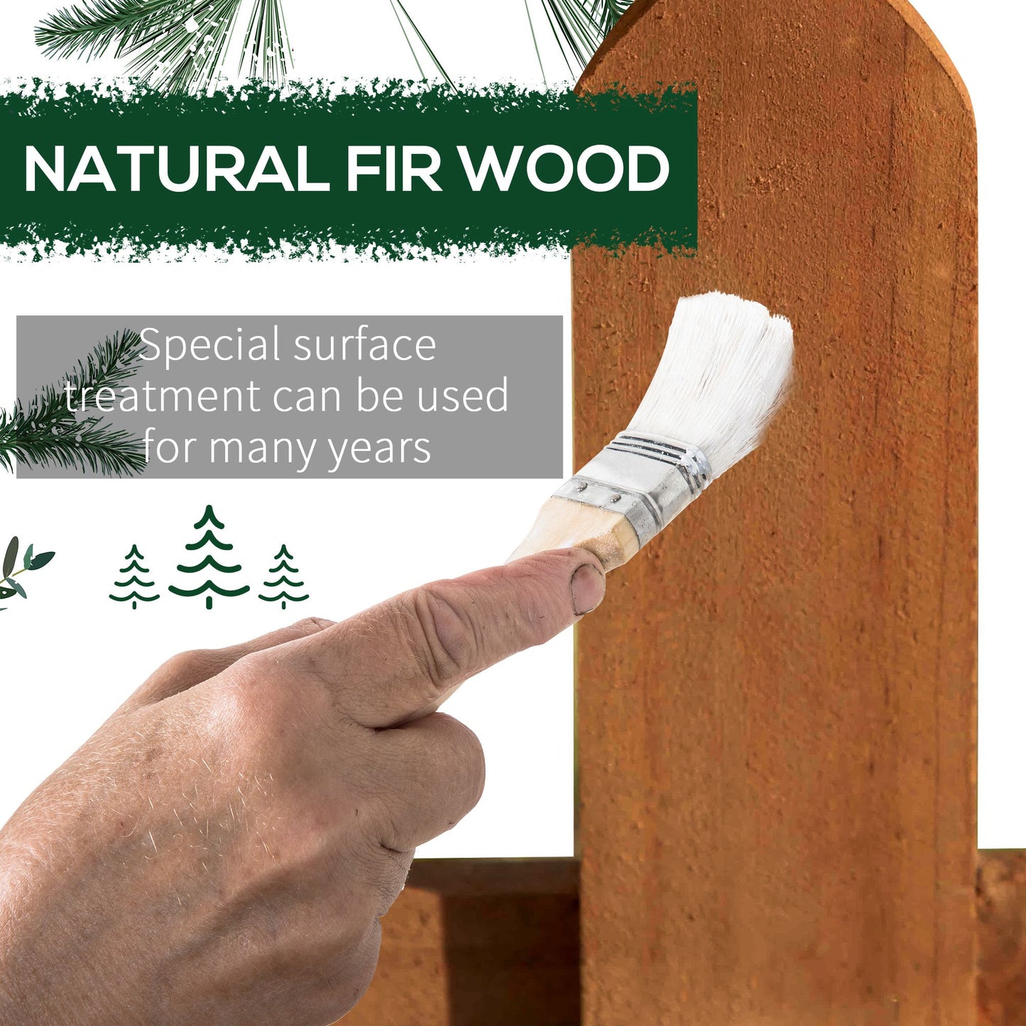 Outsunny 24 Pack Wooden Border Fences For Garden Edging And Flowerbeds 60L x 1D x 34H Cm Brown
