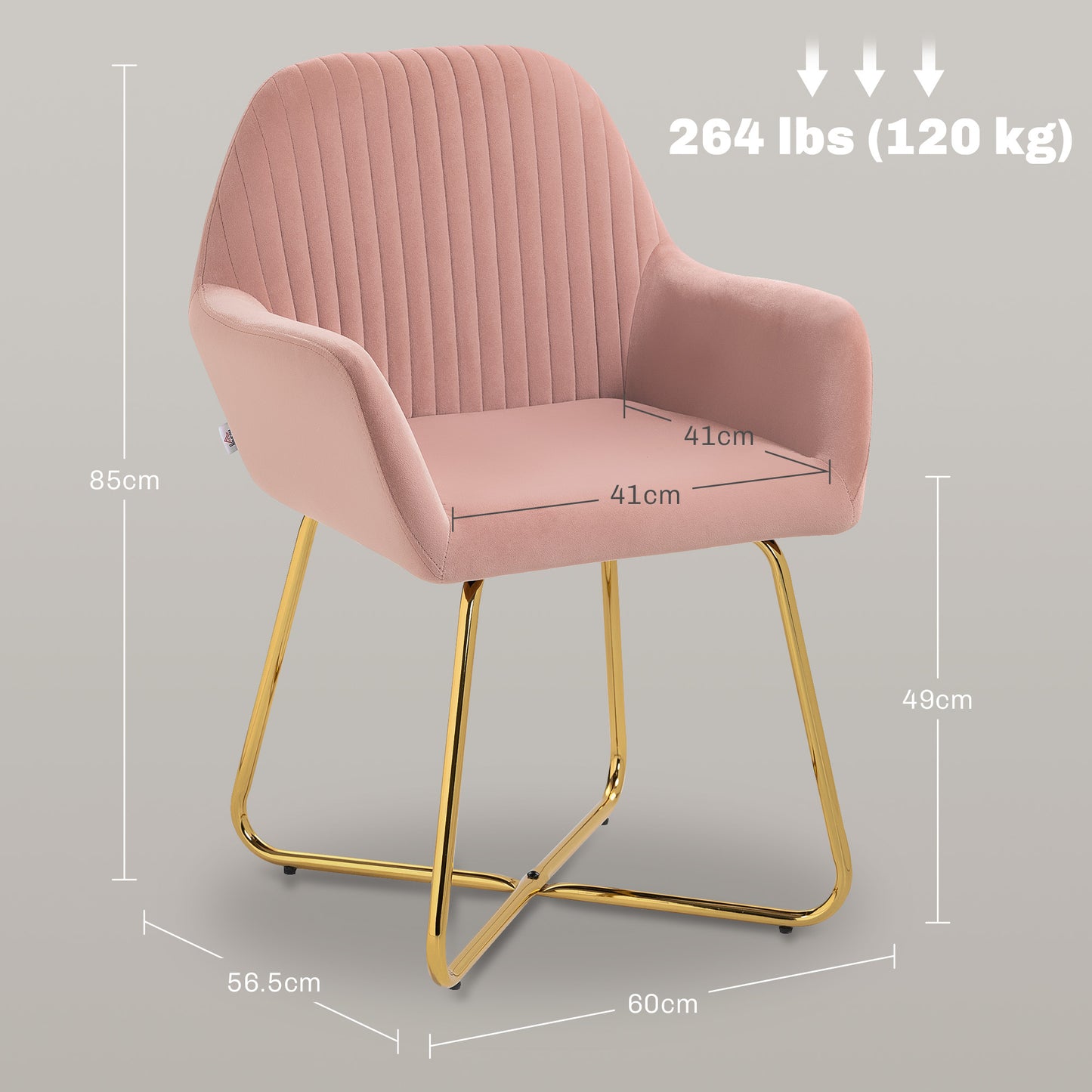 HOMCOM Modern Arm Chair Set Of 2 Upholstered Accent Chair With Metal Base In Pink For Living Room