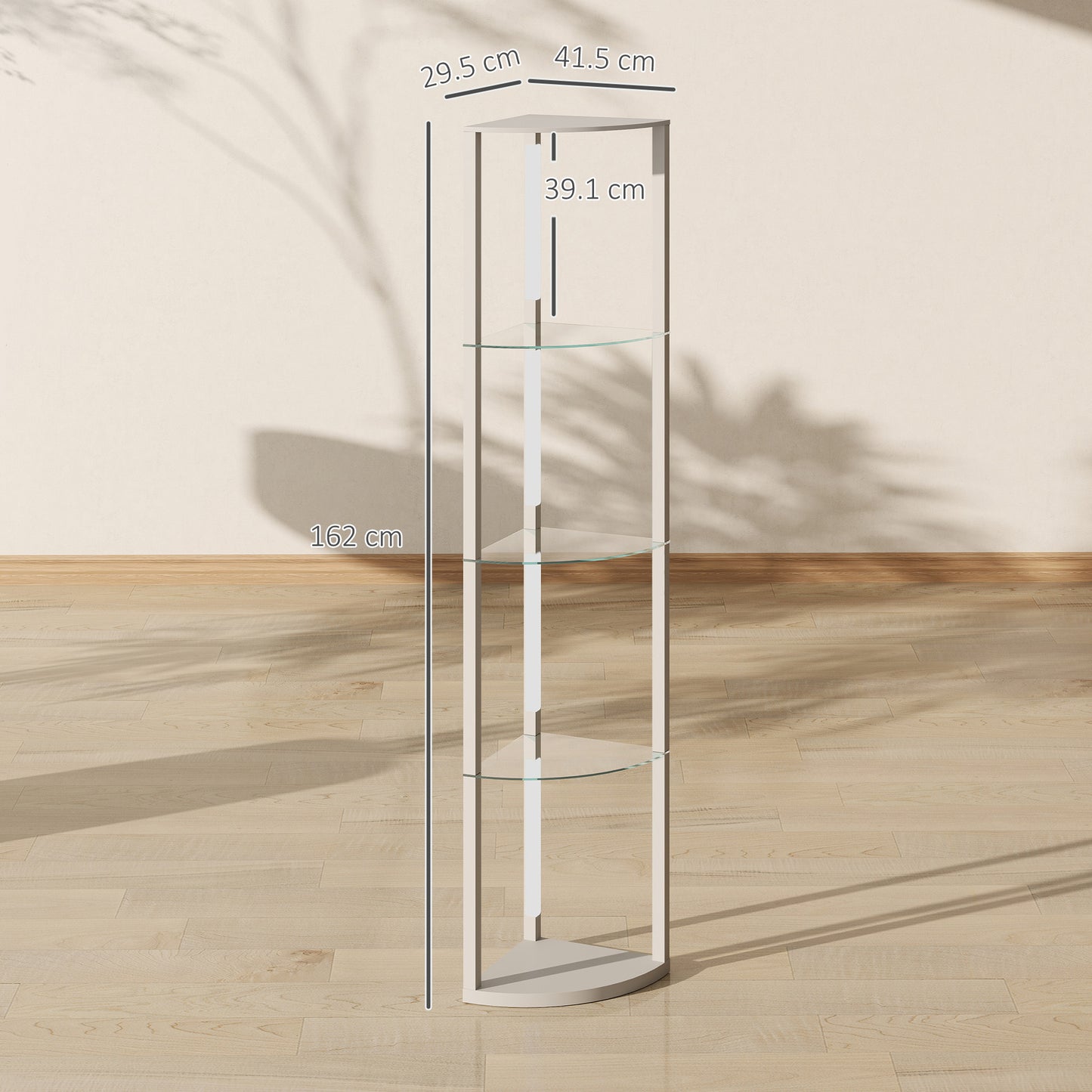HOMCOM LED Floor Lamp With Shelves Five Tier Dimmable Standing Lamp With Foot Switch For Living Room And Bedroom Grey