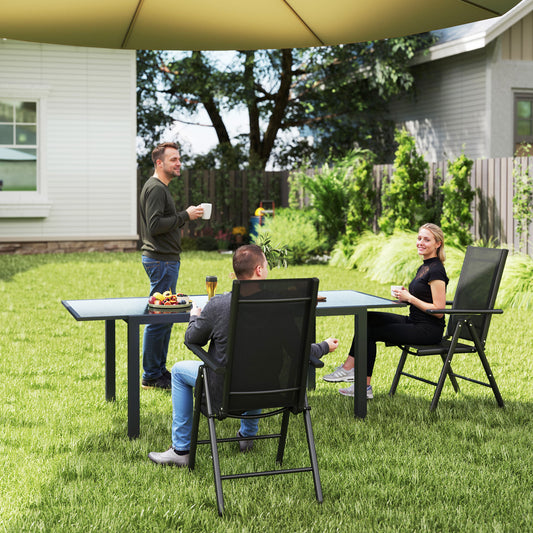 Outsunny Two Pack Folding Garden Chairs With Aluminum Frame And Breathable Mesh Seats For Outdoor Balcony Use Black