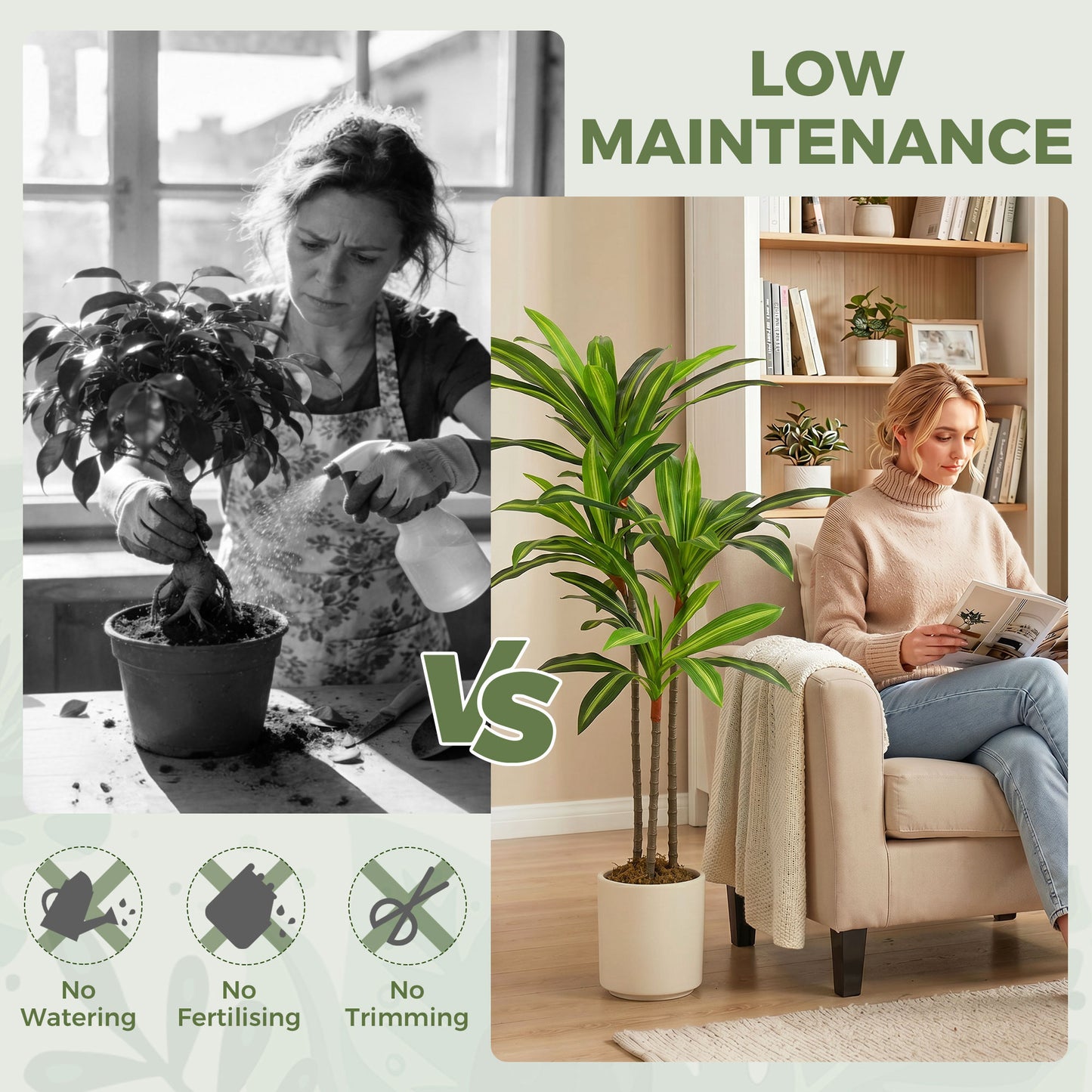HOMCOM 120cm Lifelike Dracaena Fake Tree With Bendable Trunks And Green Leaves For Indoor Decor