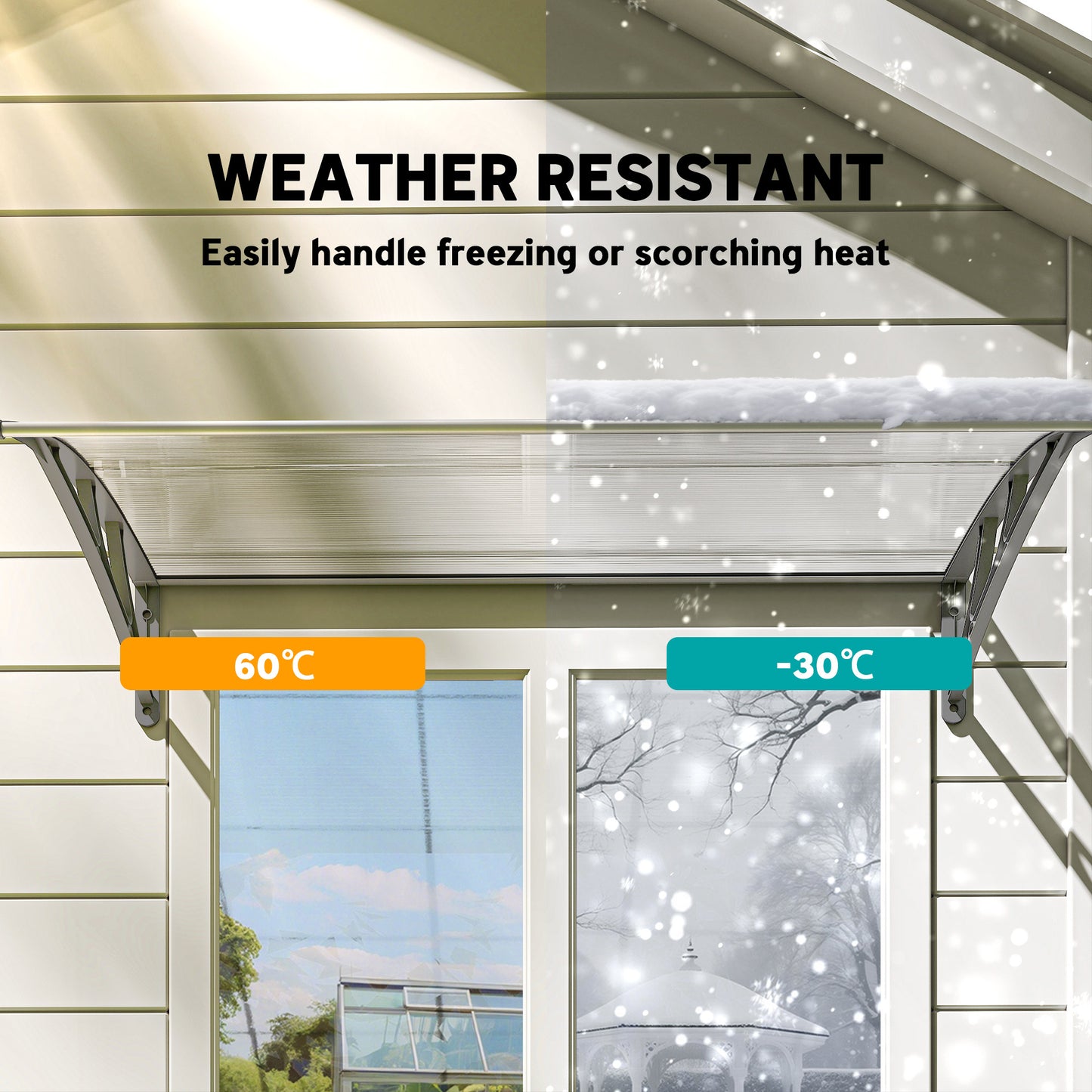 Outsunny Front Door Canopy Outdoor Awning Rain Shelter 110 By 60 Cm Grey Aluminum Wall Mount