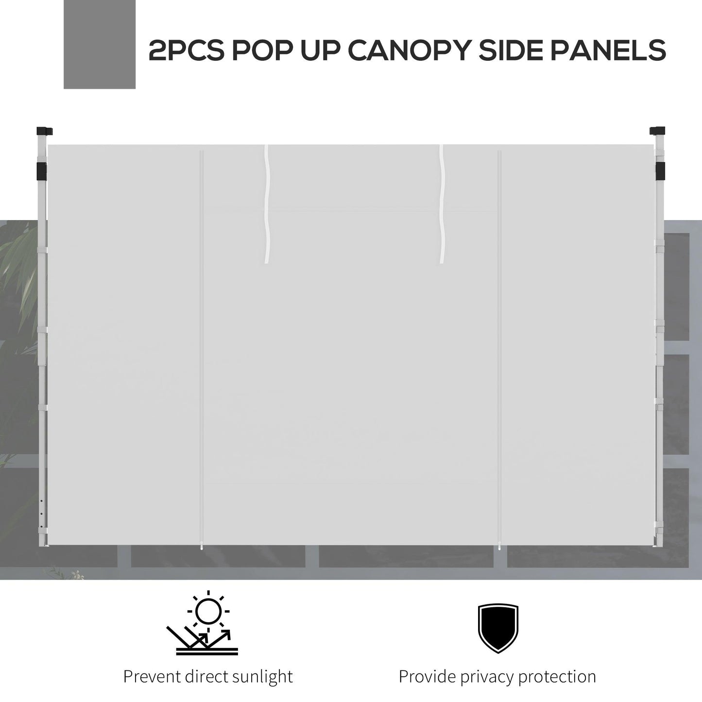 Outsunny Gazebo Side Panels, 2 Pack Sides Replacement, for 3x3(m) or 3x6m Pop Up Gazebo, with Windows and Doors, White - ALL4U RETAILER LTD