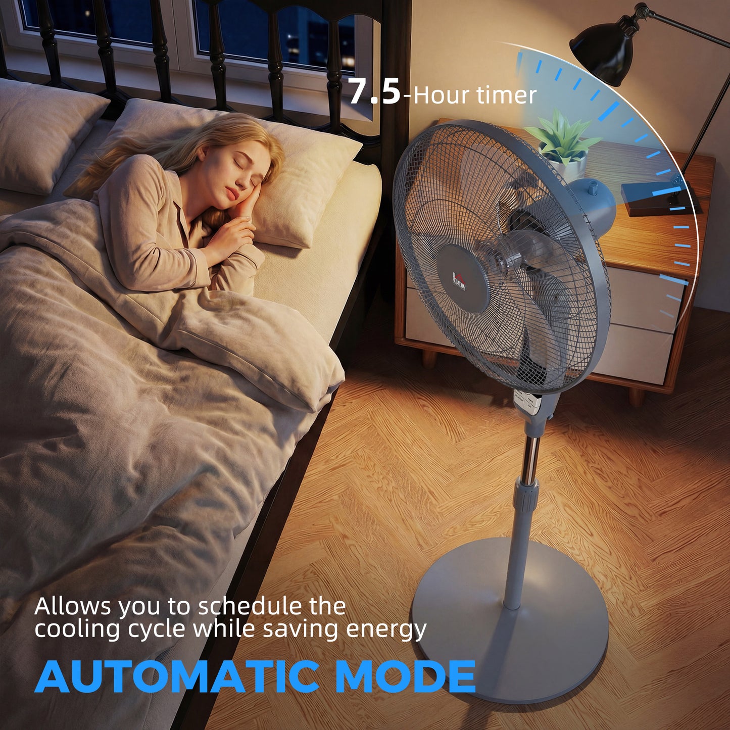 HOMCOM 16 Inch Pedestal Standing Floor Fan With Remote Control 85 Degree Oscillation 3 Speed Settings Grey