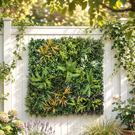 Outsunny Artificial Grass Wall Panels 100 X 100 Cm With Tie Connectors Greenery Backdrop For Outdoor Privacy