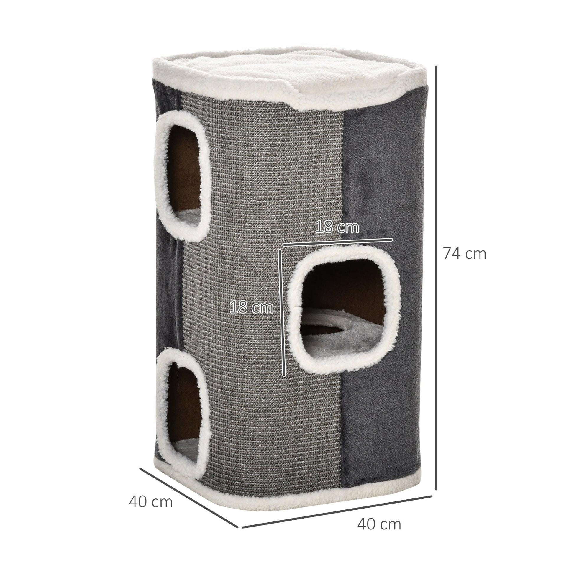 PawHut Sisal Cat Barrel with Soft Plush & Lamb Fleece Grey - ALL4U RETAILER LTD