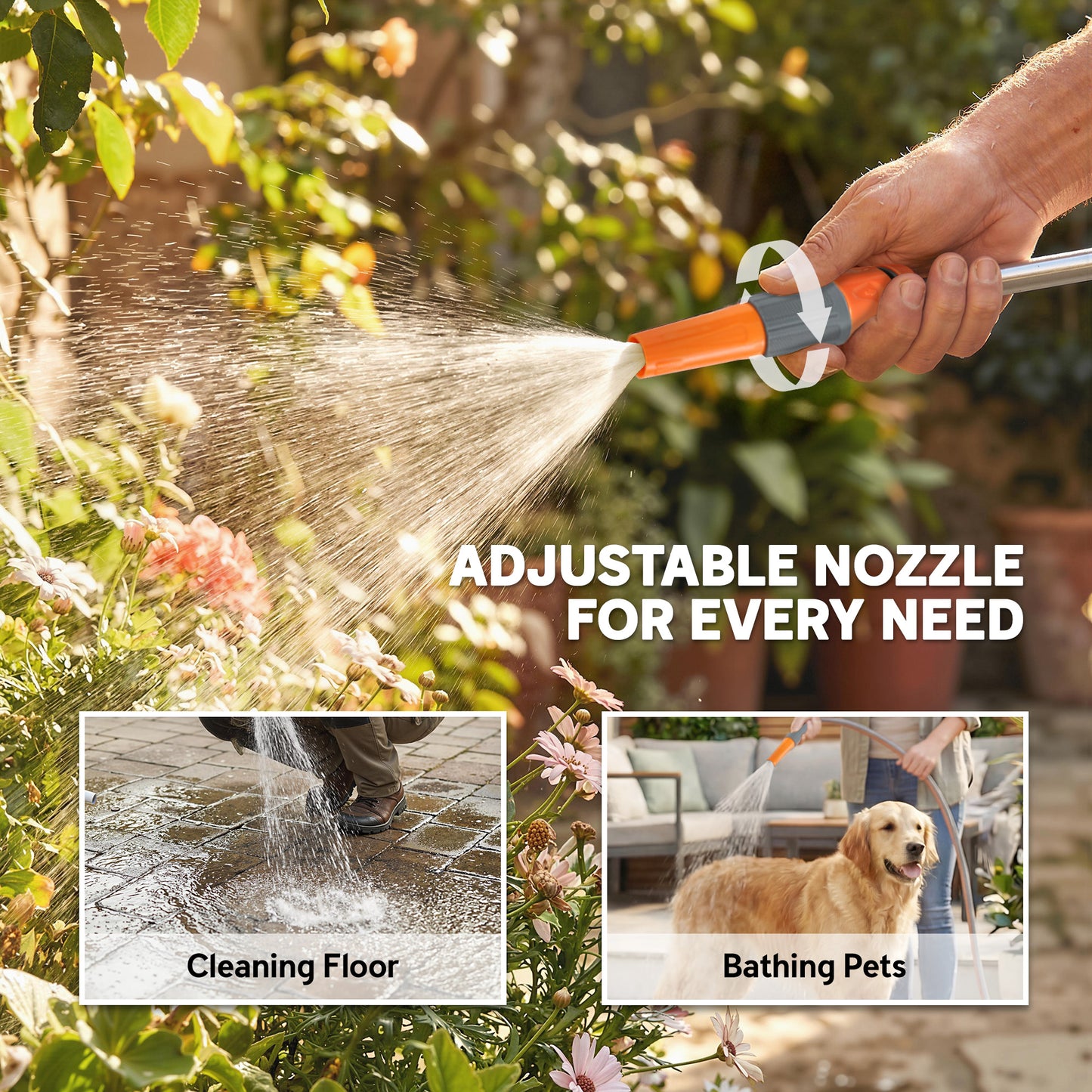 Outsunny Hose Reel Cart With Wheels 45m Garden Hose Reel With 2 Pattern Nozzles And Rewind Handle Orange