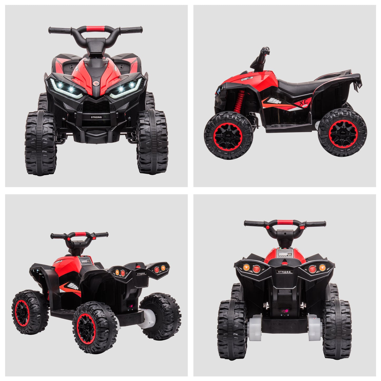 HOMCOM Kids 12V Electric ATV with Music & Horn - Red Ride-On Quad for Ages 3-5 - ALL4U RETAILER LTD