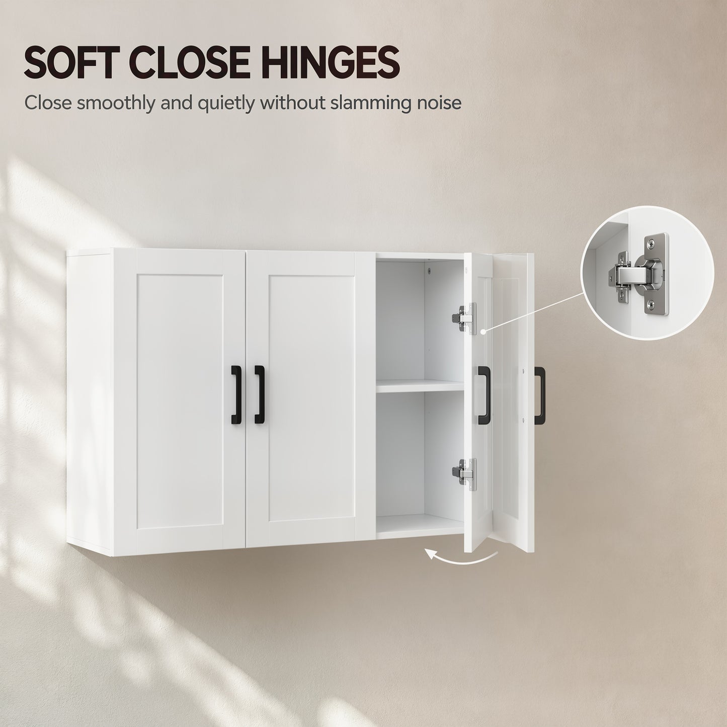 HOMCOM White Wall Cabinet For Bathroom Over Toilet Space Saver With Adjustable Shelves And Soft Close Doors