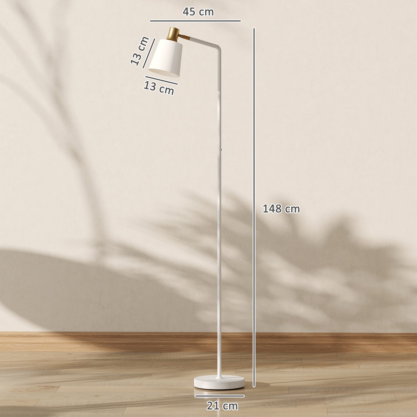 HOMCOM Modern LED Floor Lamp With 350 Degree Rotatable Head For Living Room White
