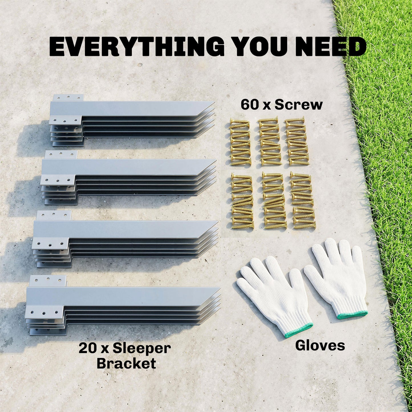 Outsunny 20 Pack Railway Sleeper Brackets 41 Cm Heavy Duty Galvanised Steel Sleeper Stakes With Screws And Gloves