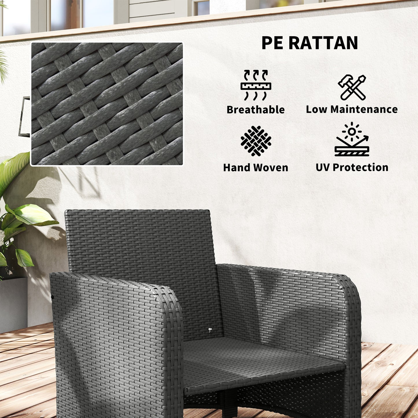 Outsunny Five Piece Rattan Garden Furniture Set With Two Tier Coffee Table And Ottomans Cream White