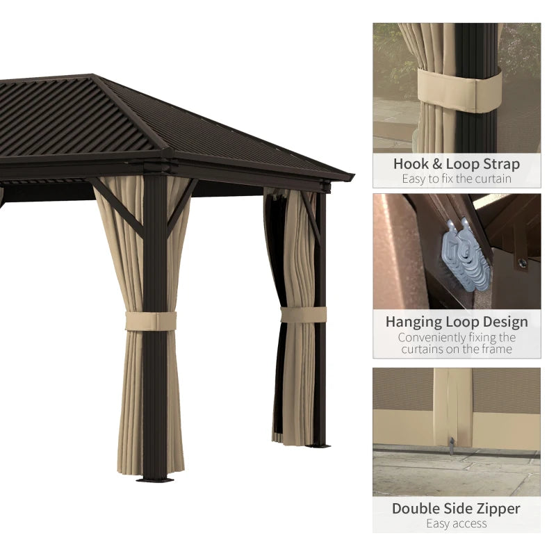 Outsunny 3.6 x 3m Aluminium Frame Hardtop Gazebo with Accessories | Sturdy Outdoor Shelter for Enhanced Durability