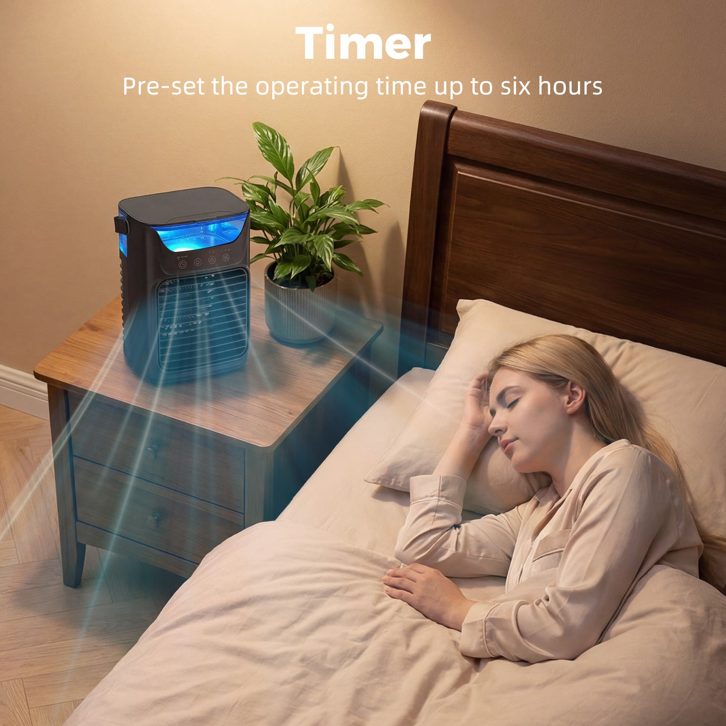 HOMCOM Portable Air Cooler With Adjustable Head 3 Wind Speeds 2 Cool Mist RGB Light Black