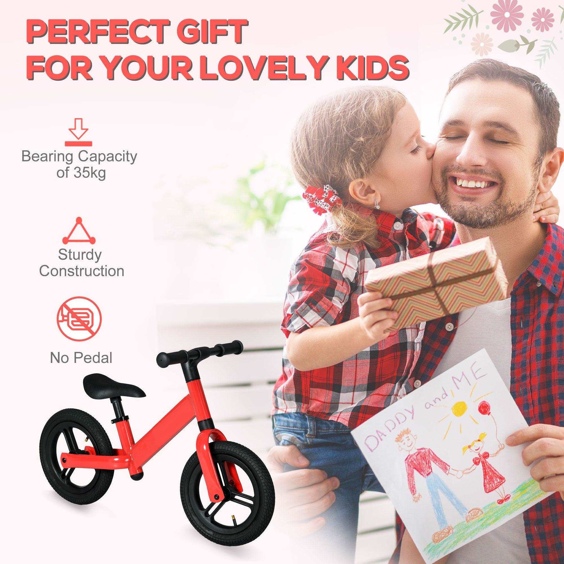 AIYAPLAY 12" Kids Balance Bike - Adjustable Seat, 360° Handlebars - Red - ALL4U RETAILER LTD