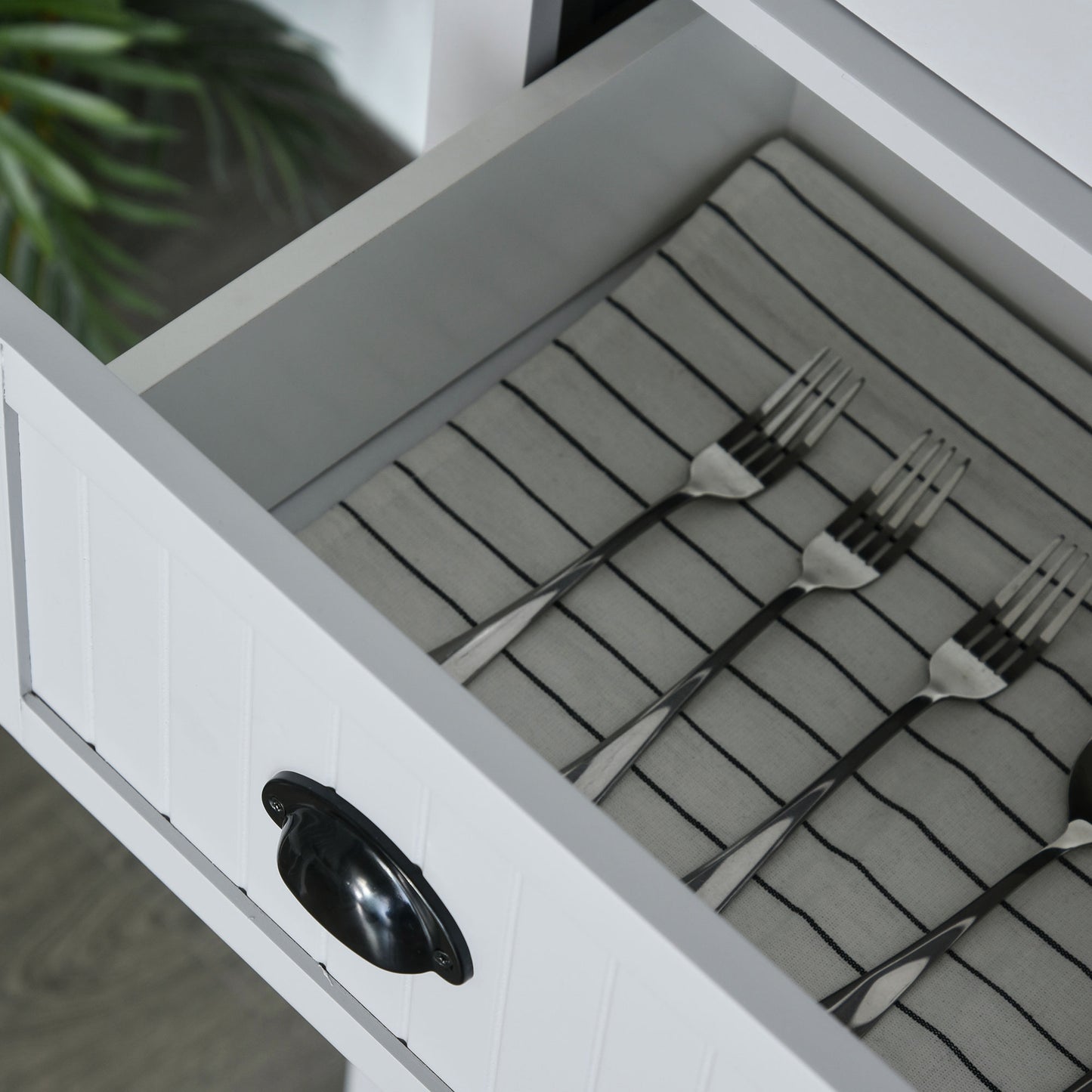 HOMCOM Multi Storage Mid Century Pantry Kitchen Cabinet Grey With 4 Doors And 3 Adjustable Shelves