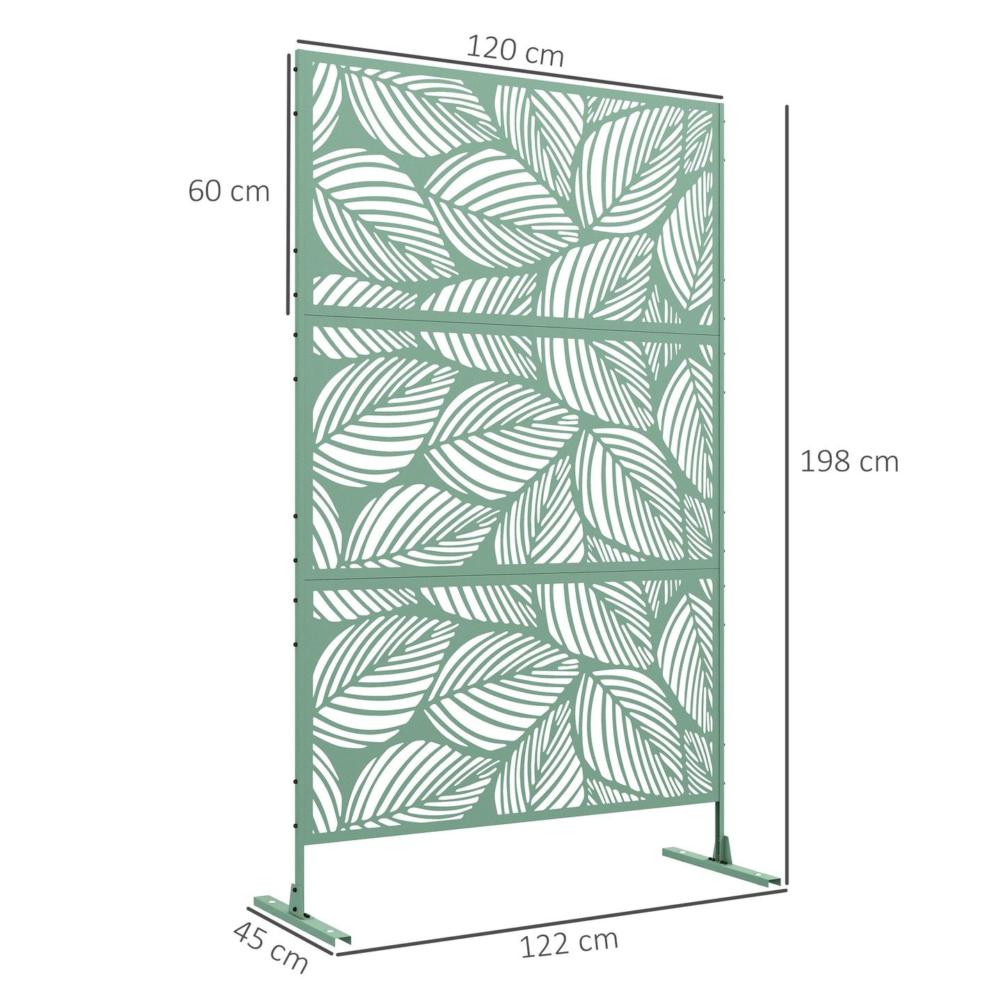 Outsunny Green Leaf Metal Outdoor Privacy Screen Divider Trellis For Patio Garden