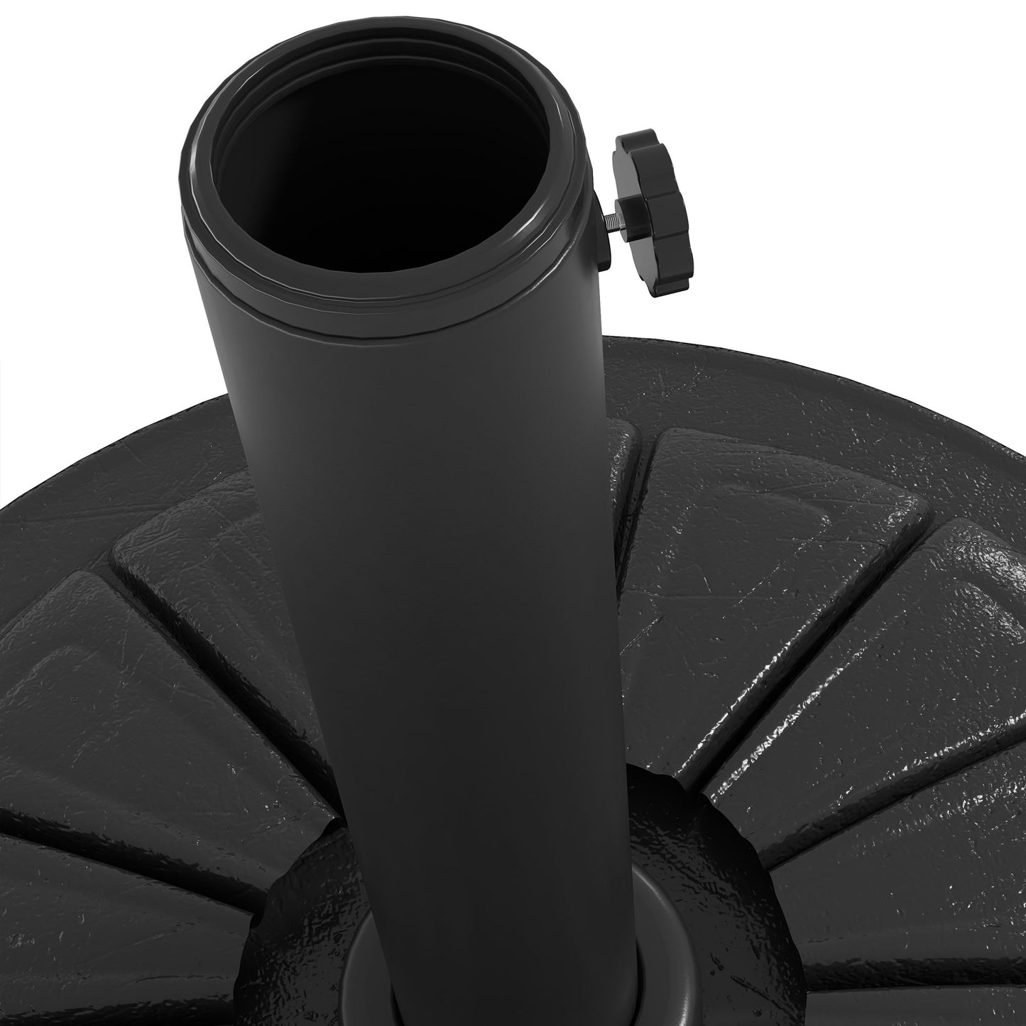 Outsunny Heavy Duty Concrete Umbrella Base Holder With Steel Pole Round Parasol Stand For Patio Garden Outdoor Black