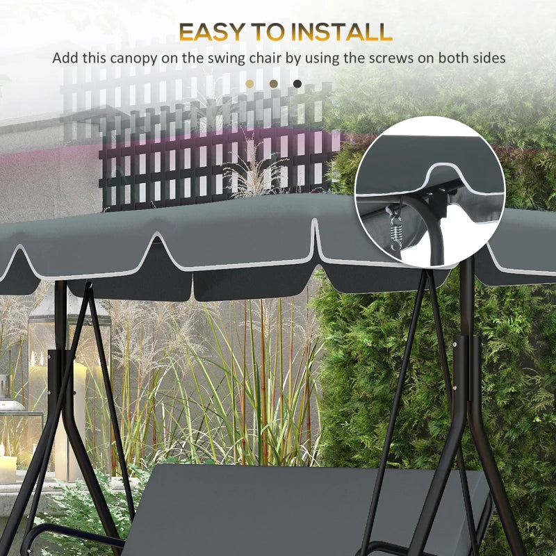 Outsunny Garden Swing Canopy Replacement 2 Seater | Swing Seat Replacement Cover | UV50+ Sun Shade (Canopy Only) | Dark Grey - ALL4U RETAILER LTD