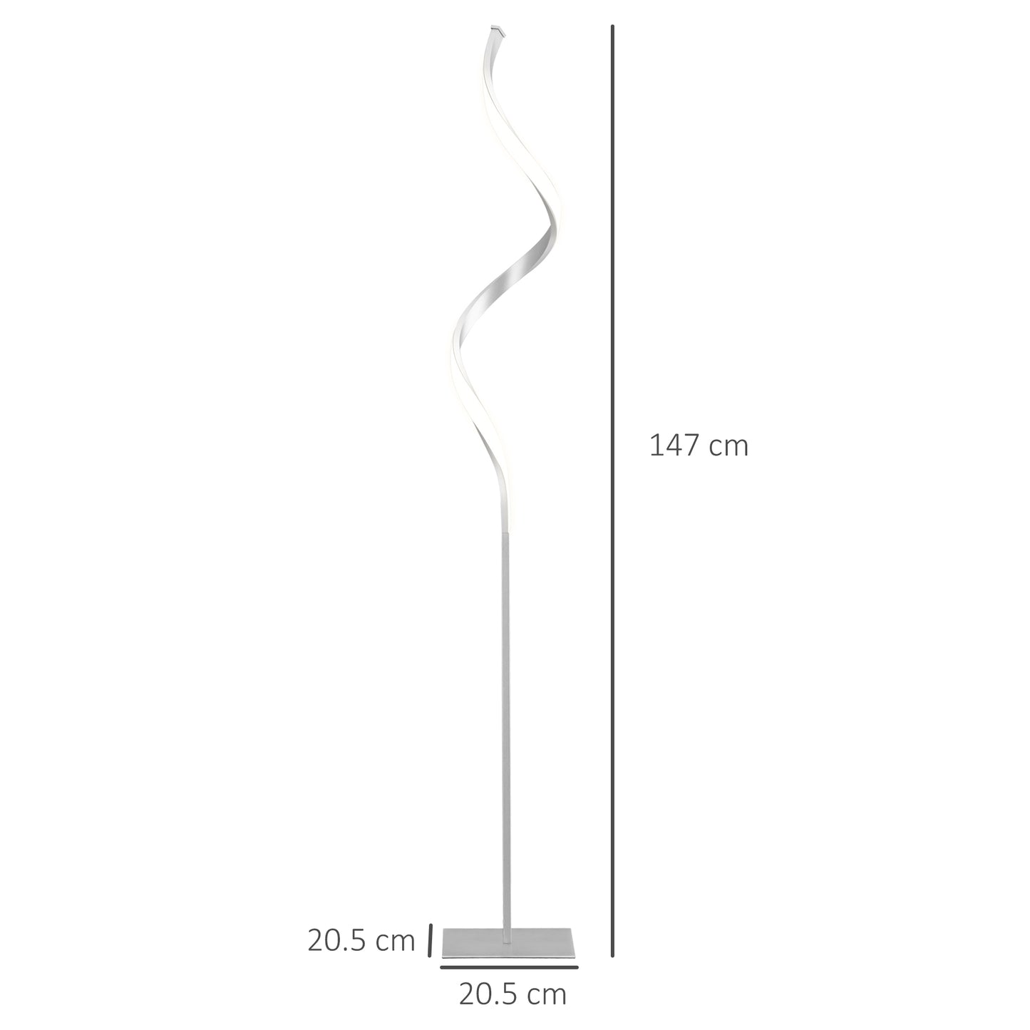 HOMCOM Dimmable Floor Lamp For Living Room Modern Spiral Standing Lamp With 3 Brightness Levels And 3 Color Temps Silver