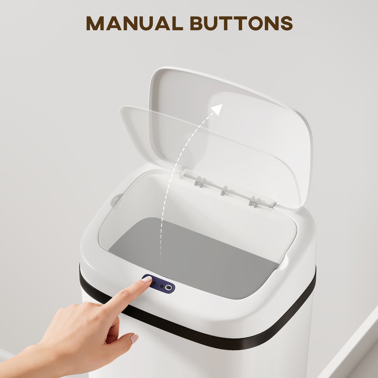 HOMCOM 50L Stainless Steel Sensor Kitchen Bin With Auto Lid And Manual Override White