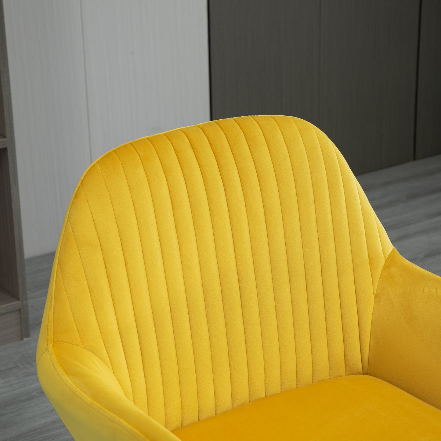 HOMCOM Yellow Velvet Accent Chair with Stylish Metal Base for Modern Living Spaces - ALL4U RETAILER LTD