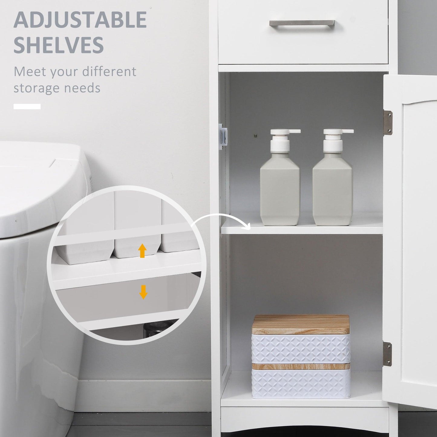 Kleankin White Bathroom Storage Cabinet with 3 Tiers - ALL4U RETAILER LTD