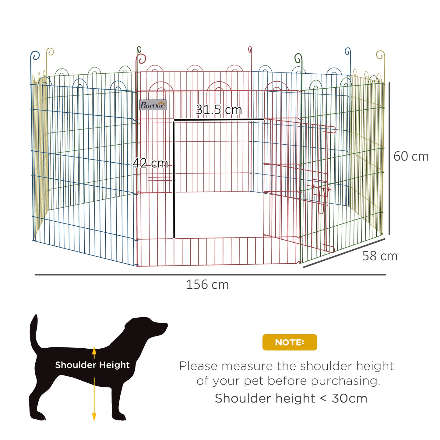 PawHut 8-Panel Adjustable Pet Playpen with Door - Indoor/Outdoor Use, 60H x Î¦156cm - ALL4U RETAILER LTD